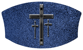 DNSWILL 517 BK SH BL Black 3 Crosses Shimmer Blue Background